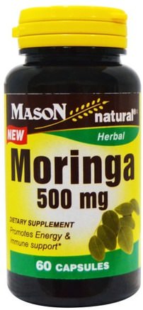 Moringa, 500 mg, 60 Capsules by Mason Naturals-Hälsa, Kall Influensa Och Virus, Immunsystem, Örter, Moringa Kapslar