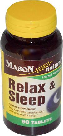 Relax & Sleep, 90 Tablets by Mason Naturals-Kosttillskott, Sömn
