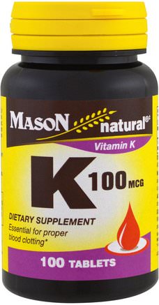 Vitamin K, 100 mcg, 100 Tablets by Mason Naturals-Vitaminer, Vitamin K
