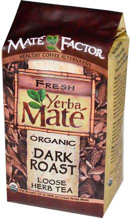 Organic Yerba Mate, Dark Roast, Loose Herb Tea, 12 oz (340 g) by Mate Factor-Mat, Kaffe Mörkt Rost, Örtte, Yerba Mate