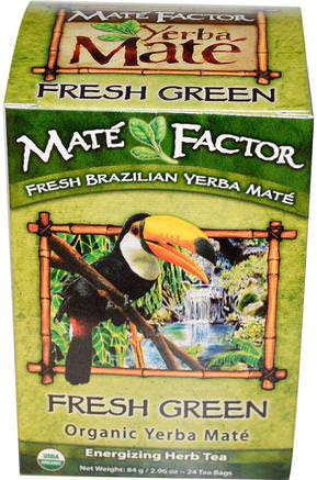 Organic Yerba Mate, Fresh Green, 24 Tea Bags, 2.96 oz (84 g) by Mate Factor-Mat, Örtte, Yerba Mate