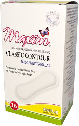 Classic Contour Pads, Regular, Unscented, 16 Pads by Maxim Hygiene Products-Bad, Skönhet, Kvinna