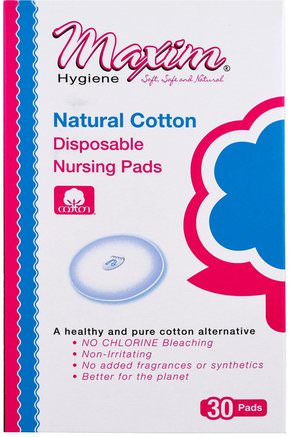 Natural Cotton, Disposable Nursing Pads, 30 Pads by Maxim Hygiene Products-Barns Hälsa, Babyfodring, Amning