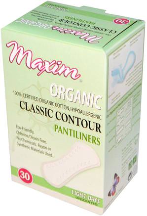 Organic Classic Contour Pantiliners, Light Days, Unscented, 30 Pantiliners by Maxim Hygiene Products-Bad, Skönhet, Kvinna