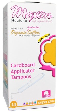 Organic Cotton Cardboard Applicator Tampons, Super Plus, 14 Tampons by Maxim Hygiene Products-Bad, Skönhet, Kvinna