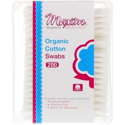 Organic Cotton Swabs, 200 Count by Maxim Hygiene Products-Bad, Skönhet, Bomullsbollar Och Rundor