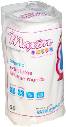 Organic Extra Large Lint-Free Rounds, 50 Count by Maxim Hygiene Products-Bad, Skönhet, Bomullsbollar Och Rundor