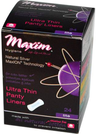 Ultra Thin Panty Liners, Natural Silver MaxION Technology, Lite, 24 Panty Liners by Maxim Hygiene Products-Bad, Skönhet, Kvinna