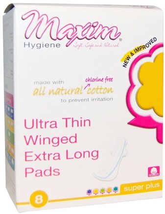 Ultra Thin Winged Extra Long Pads, Super Plus, 8 Pads by Maxim Hygiene Products-Bad, Skönhet, Kvinna
