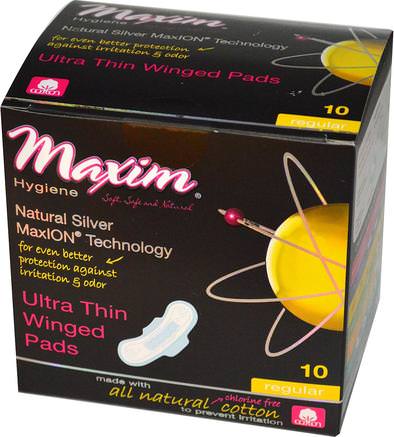 Ultra Thin Winged Pads, Natural Silver MaxION Technology, Regular, 10 Pads by Maxim Hygiene Products-Bad, Skönhet, Kvinna