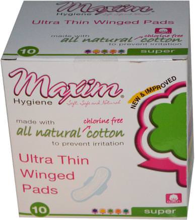 Ultra Thin Winged Pads, Super, 10 Pads by Maxim Hygiene Products-Bad, Skönhet, Kvinna