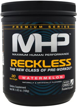 Reckless Pre-Workout, Watermelon, 5.92 oz (168 g) by Maximum Human Performance-Sport, Träning