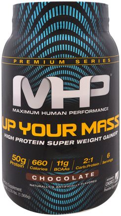 Up Your Mass, High Protein Super Weight Gainer, Chocolate, 2.35 lbs (1.068 g) by Maximum Human Performance-Sport, Sport