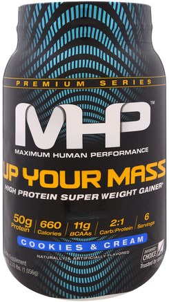 Up Your Mass, High Protein Super Weight Gainer, Cookies & Cream, 2.33 lbs (1.056 g) by Maximum Human Performance-Sport, Sport