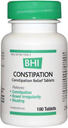 BHI, Constipation, 100 Tablets by MediNatura-Hälsa, Förstoppning, Medinatura Bhi