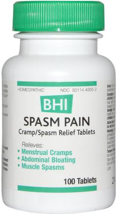 BHI, Spasm Pain, 100 Tablets by MediNatura-Hälsa, Premenstruellt Syndrom, Premenstruell, Anti-Smärta