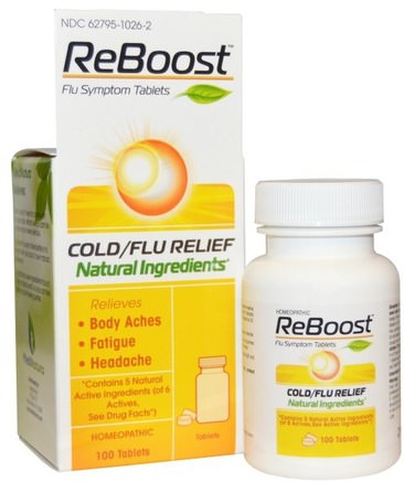 ReBoost, Cold/Flu Relief, Berry, 100 Tablets by MediNatura-Kosttillskott, Homeopati, Kall Influensa Och Viral, Kall Och Influensa