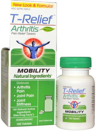 T-Relief, Arthritis Pain Relief Tablets, 100 Tablets by MediNatura-Hälsa, Artrit, Kosttillskott, Homeopati Smärtlindring