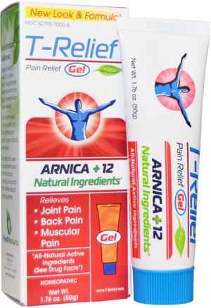 T-Relief, Pain Relief Gel, 1.76 oz (50 g) by MediNatura-Kosttillskott, Homeopati Smärtlindring, Medinatura T-Relief