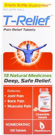 T- Relief, Pain Relief Tablets, 100 Tablets by MediNatura-Kosttillskott, Homeopati, Anti Smärta
