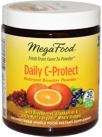 Daily C-Protect, 2.25 oz (63.9 g) by MegaFood-Vitaminer, Vitamin C, Vitamin C-Pulver Och Kristaller, Näringsämnen