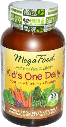 Kids One Daily, 30 Tablets by MegaFood-Vitaminer, Multivitaminer, Barn Multivitaminer