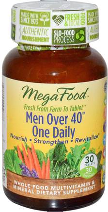 Men Over 40 One Daily, Iron Free Formula, 30 Tablets by MegaFood-Vitaminer, Män Multivitaminer, Män