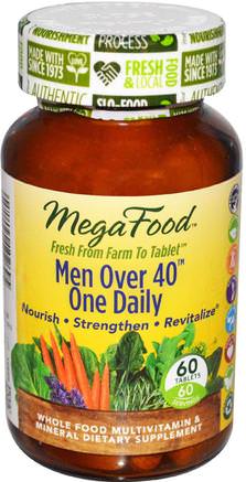Men Over 40 One Daily, Iron Free Formula, 60 Tablets by MegaFood-Vitaminer, Män Multivitaminer, Män