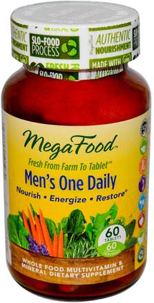 Mens One Daily, Iron Free, 60 Tablets by MegaFood-Vitaminer, Män Multivitaminer