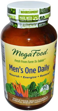 Mens One Daily, Iron Free, 90 Tablets by MegaFood-Vitaminer, Män Multivitaminer