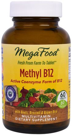 Methyl B12, 60 Tablets by MegaFood-Vitaminer, Vitamin B, Vitamin B12, Vitamin B12 - Metylcobalamin
