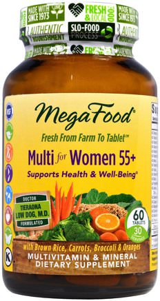 Multi for Women Over 55+, Multivitamin & Mineral, Iron Free, 60 Tablets by MegaFood-Vitaminer, Kvinnor Multivitaminer, Kvinnor