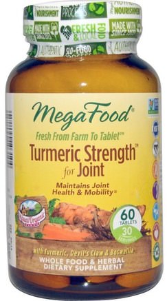 Turmeric Strength for Joints, 60 Tablets by MegaFood-Kosttillskott, Antioxidanter, Curcumin, Gurkmeja