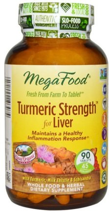 Turmeric Strength, for Liver, 90 Tablets by MegaFood-Kosttillskott, Antioxidanter, Curcumin, Gurkmeja