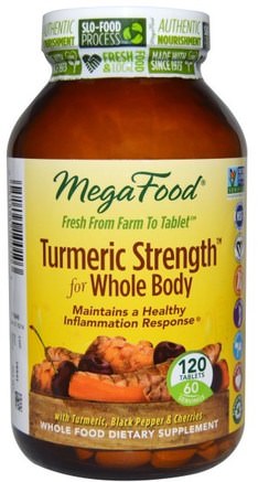 Turmeric Strength for Whole Body, 120 Tablets by MegaFood-Kosttillskott, Antioxidanter, Curcumin, Gurkmeja