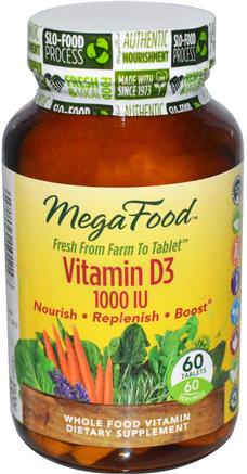 Vitamin D3 1000 IU, 60 Tablets by MegaFood-Vitaminer, Vitamin D3