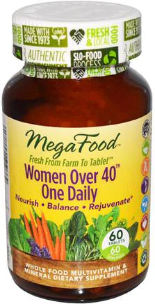 Women Over 40 One Daily, 60 Tablets by MegaFood-Vitaminer, Kvinnor Multivitaminer, Kvinnor