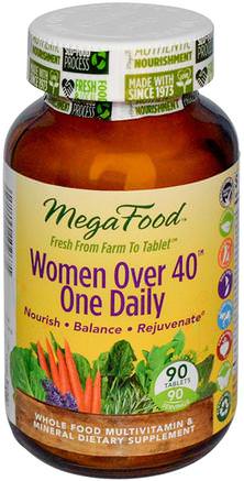 Women Over 40 One Daily, 90 Tablets by MegaFood-Vitaminer, Kvinnor Multivitaminer, Kvinnor