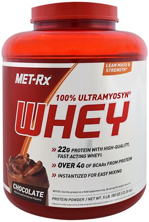 100% Ultramyosyn Whey, Chocolate, 80 oz (2.26 kg) by MET-Rx-Kosttillskott, Vassleprotein