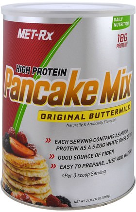 High Protein Pancake Mix, Original Buttermilk, 32 oz (908 g) by MET-Rx-Kosttillskott, Proteinpannkakor Och Bakningsblandning