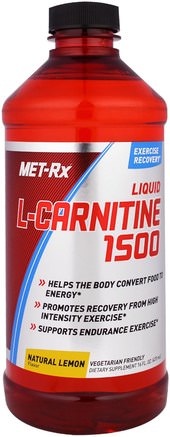 Liquid L-Carnitine 1500, Natural Lemon Flavor, 16 fl oz (473 ml) by MET-Rx-Kosttillskott, Aminosyror, L Karnitin, L Karnitinvätska, Sport, Muskel