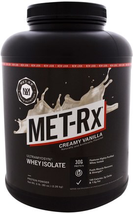 Ultramyosyn Whey Isolate, Creamy Vanilla, 80 oz (2.26 kg) by MET-Rx-Sport, Kosttillskott, Vassleprotein