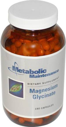 Magnesium Glycinate, 180 Capsules by Metabolic Maintenance-Kosttillskott, Mineraler, Magnesiumglycinat