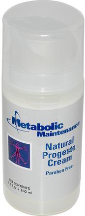 Natural Progeste Cream, 3.5 fl oz (100 ml) by Metabolic Maintenance-Hälsa, Kvinnor, Progesteronkrämprodukter