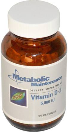 Vitamin D-3, 5.000 IU, 90 Capsules by Metabolic Maintenance-Vitaminer, Vitamin D3