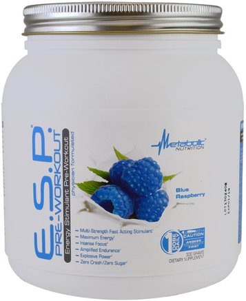 E.S.P Pre-Workout, Blue Raspberry, 300 g by Metabolic Nutrition-Sport, Träning