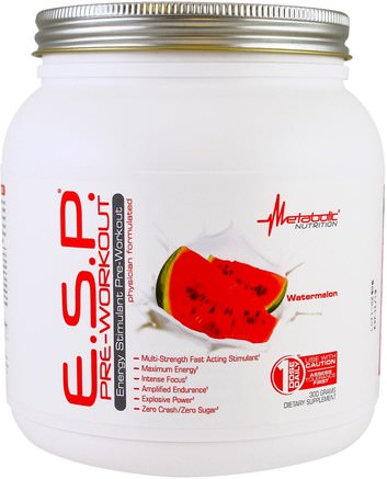 E.S.P. Pre-Workout, Watermelon, 300 g by Metabolic Nutrition-Sport, Träning