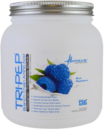 Tri-Pep, Branch Chain Amino Acid, Blue Raspberry, 400 g by Metabolic Nutrition-Sport, Kosttillskott, Bcaa (Förgrenad Aminosyra)