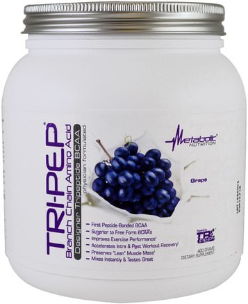 Tri-Pep, Branch Chain Amino Acid, Grape, 400 g by Metabolic Nutrition-Sport, Kosttillskott, Bcaa (Förgrenad Aminosyra)