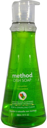 Dish Soap, Cucumber, 18 fl oz (532 ml) by Method-Hem, Diskmaskin, Diskmedel